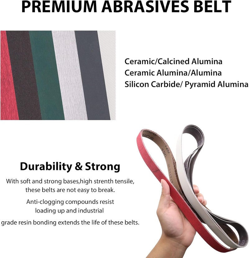 SHUTTLE GENIUS 1 x 30 Inch Sanding Belts for Knife Sharpening, 3 Pcs Each of 120 240 400 800 1000 5000 Grit Sander Belts for Knives Metal Polishing,18 Pack - Image 4